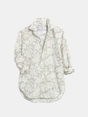 Frank & Eileen White Tiny Floral Print Frank Button Up Shirt Size S